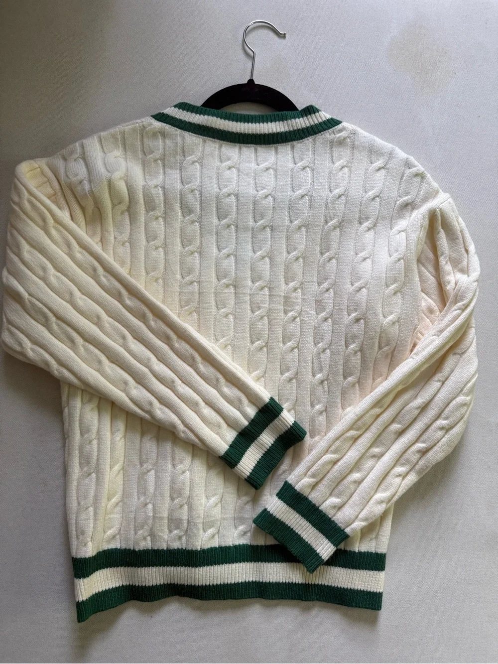 NWOT Cable Knit V-Neck Sweater with Trim